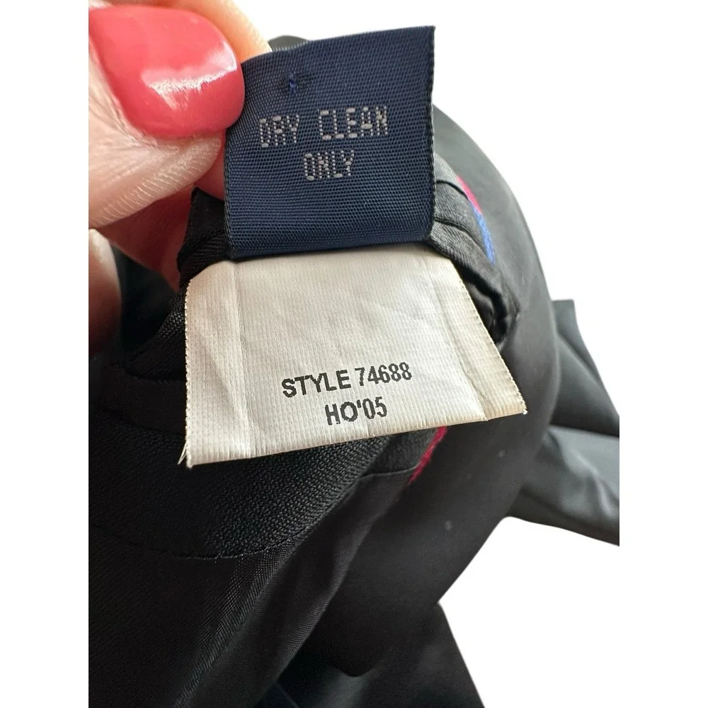 J Crew Shawl Collar Tuxedo Jacket Italian Wool 42L Long Black Red‎ Trim #HR-6